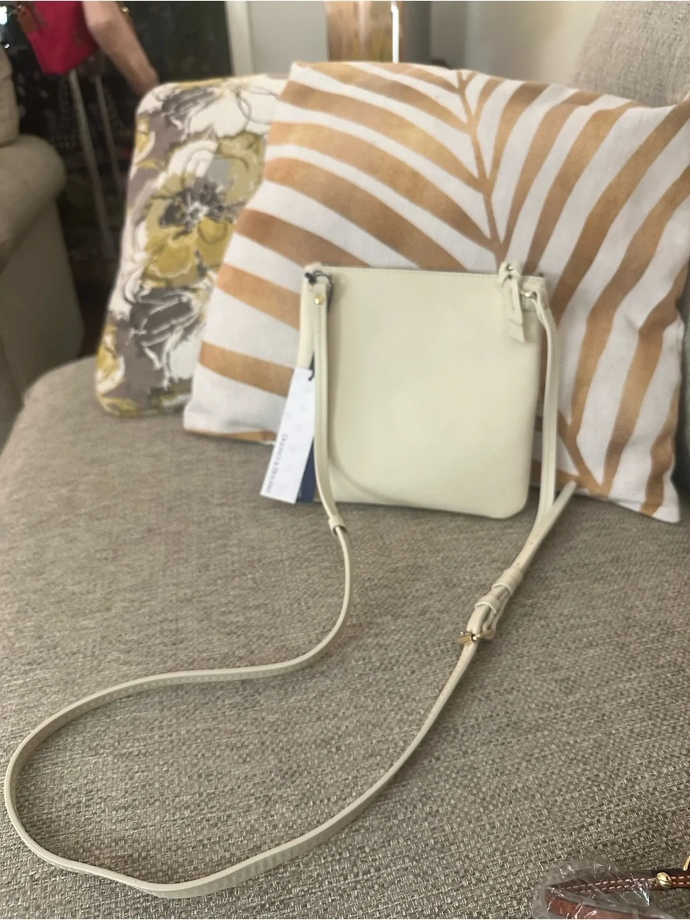 Dooney & Bourke Cream Triple-Zip Leather Crossbody